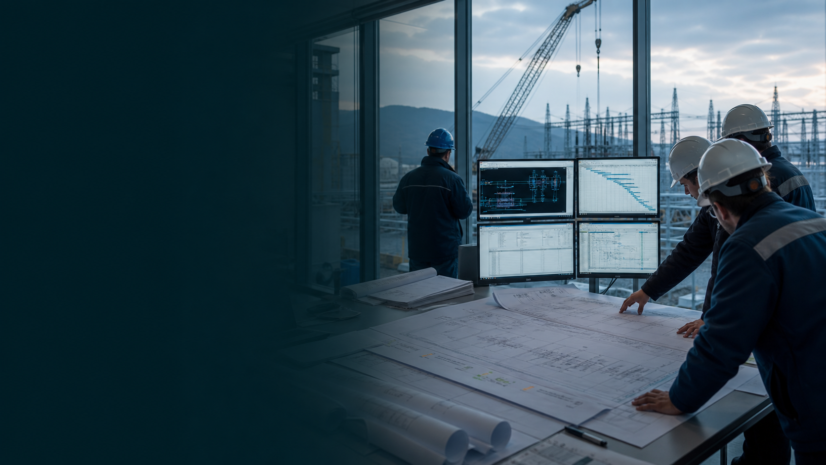 Engineers preparing an infrastructure project for implementation and financing
